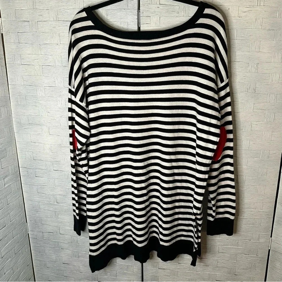 Torrid black & white Striped Sweater red heart elbow patches valentine plus size - Picture 5 of 13